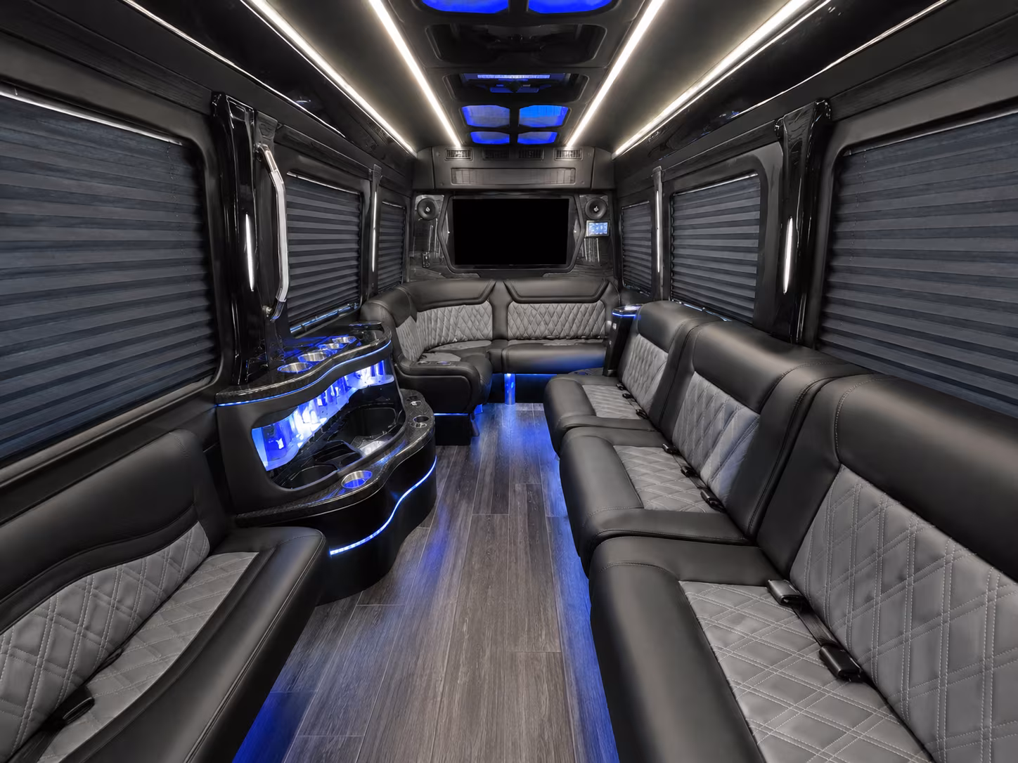 erie 30 passenger party bus inside