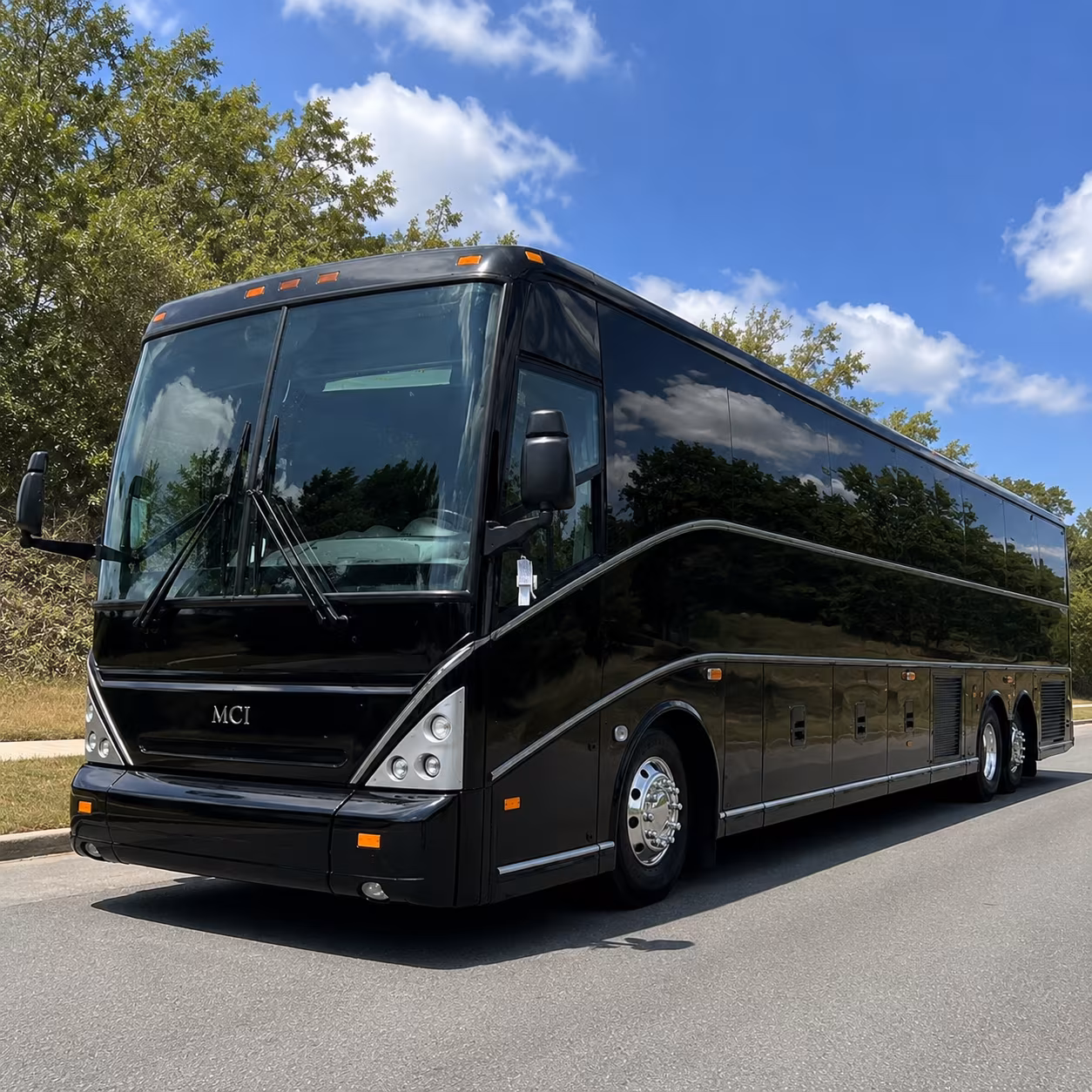 erie charter bus rental exterior