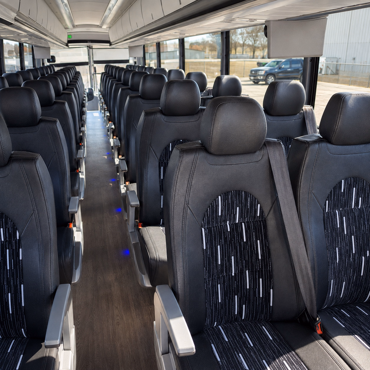 erie charter bus rental interior